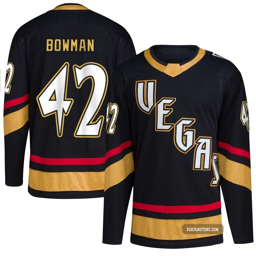 Men's Braeden Bowman ＃42 Authentic Black Vegas Golden Knights Reverse Retro 2.0 2026 Stanley Cup Final Jersey