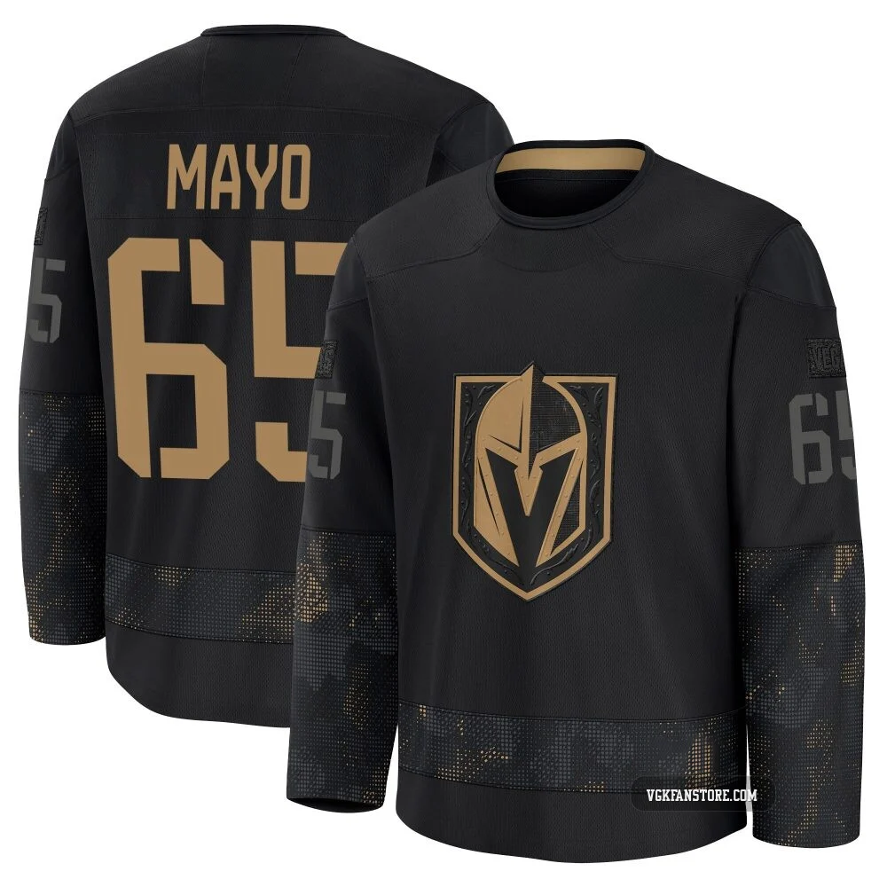 Men's Dysin Mayo ＃65 Black Vegas Golden Knights 2024 Military Appreciation Practice Premium Jersey