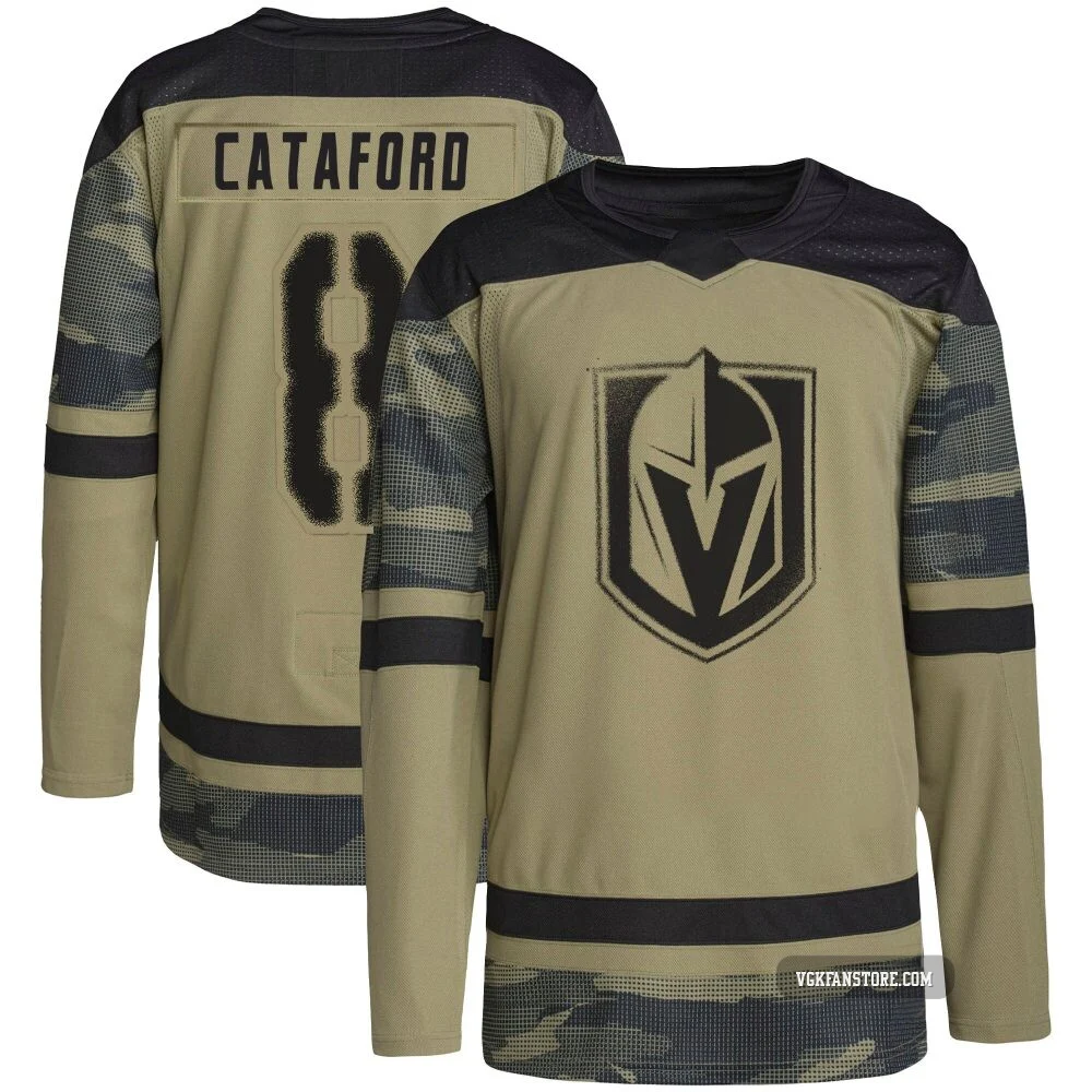 Men's Mathieu Cataford ＃8 Authentic Camo Vegas Golden Knights Military Appreciation Practice Jersey