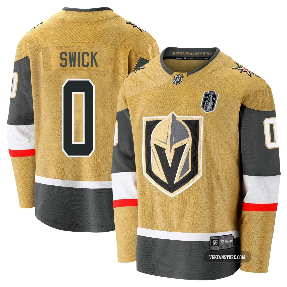 Men's Trent Swick ＃0 Premier Gold Vegas Golden Knights Breakaway Alternate 2026 Stanley Cup Final Jersey