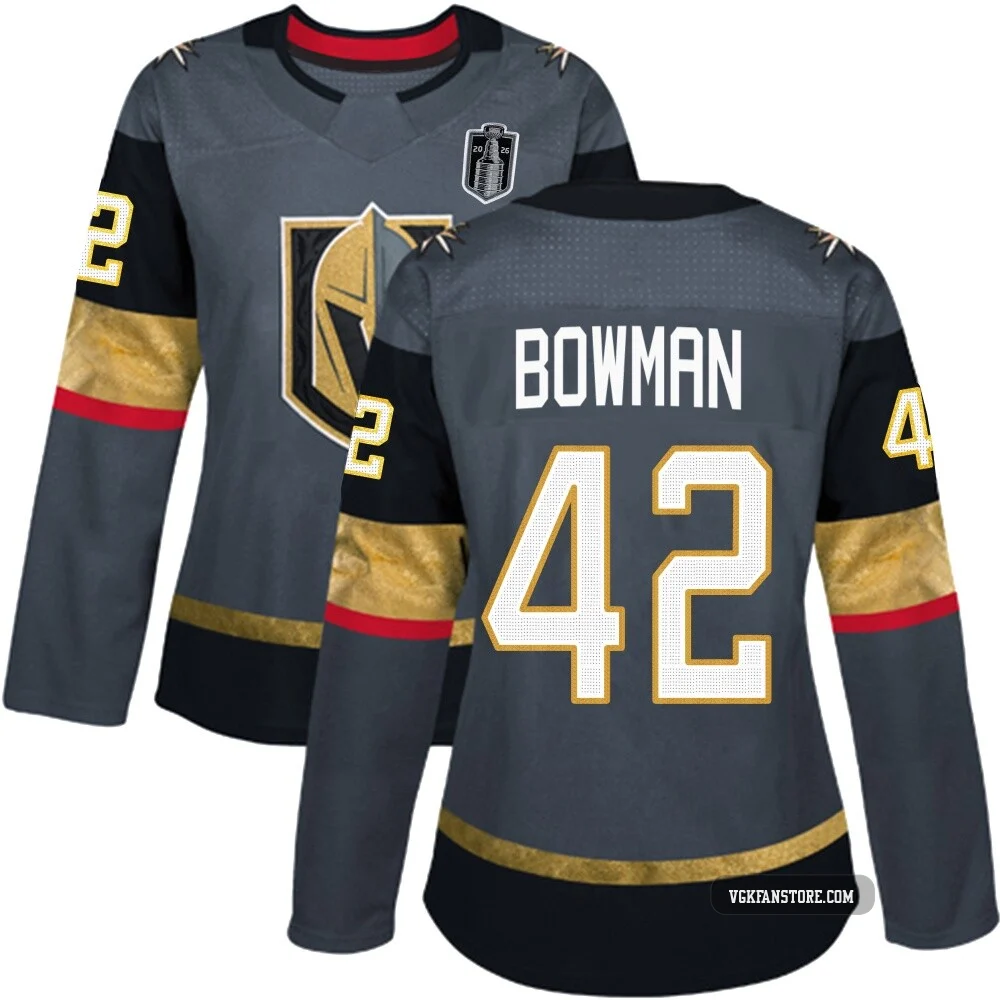 Women's Braeden Bowman ＃42 Authentic Gray Vegas Golden Knights Home 2026 Stanley Cup Final Jersey