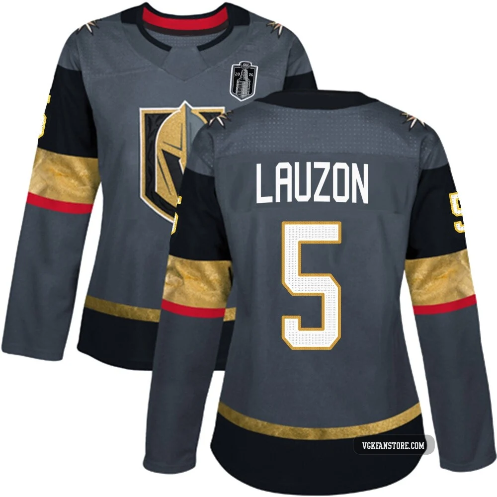 Women's Jeremy Lauzon ＃5 Authentic Gray Vegas Golden Knights Home 2026 Stanley Cup Final Jersey