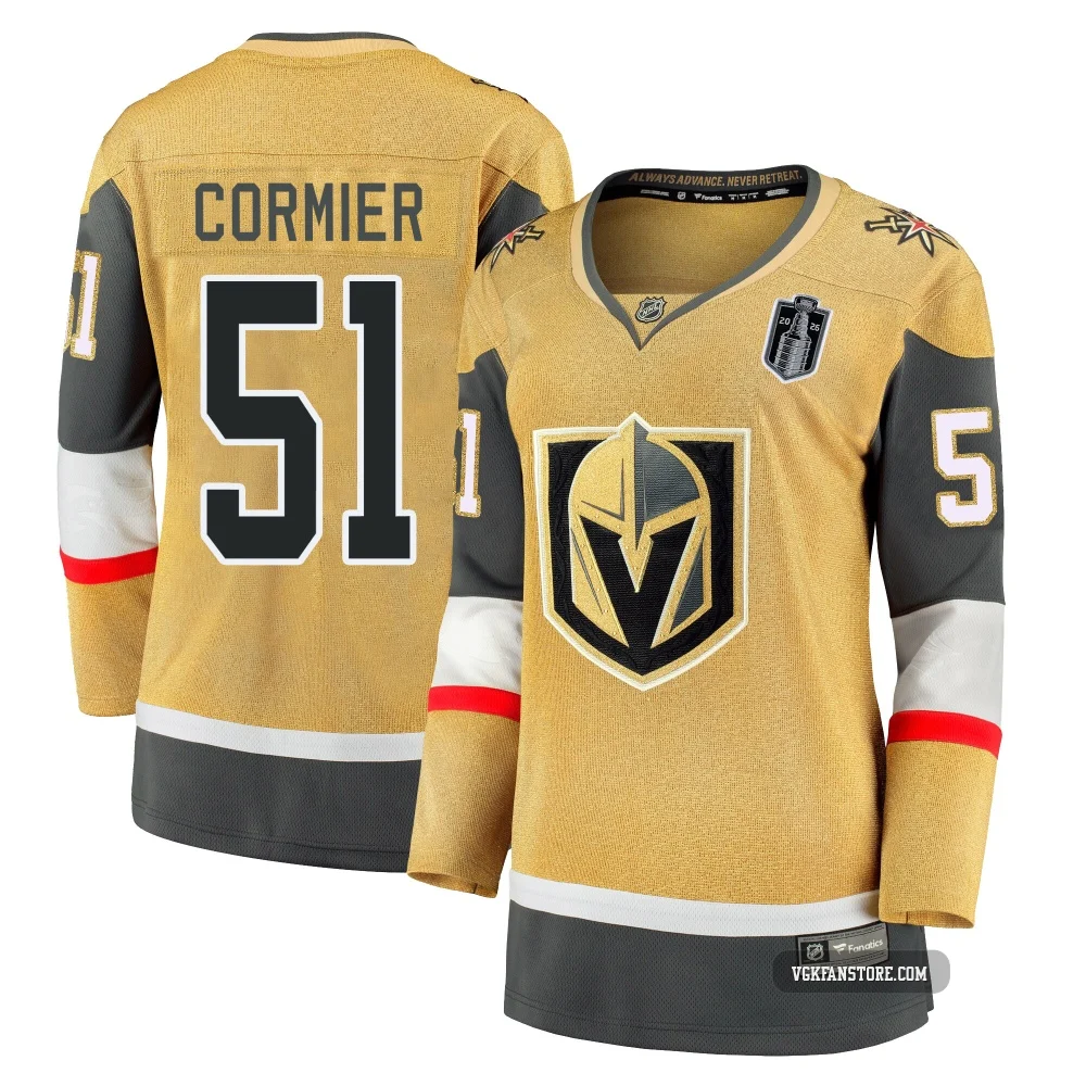 Women's Lukas Cormier ＃51 Premier Gold Vegas Golden Knights Breakaway Alternate 2026 Stanley Cup Final Jersey