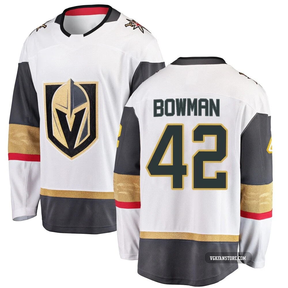Youth Braeden Bowman ＃42 White Vegas Golden Knights Breakaway Away 2026 Stanley Cup Final Jersey
