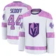 Youth Christoffer Sedoff ＃44 White Vegas Golden Knights 2024 Hockey Fights Cancer Practice Premium Jersey
