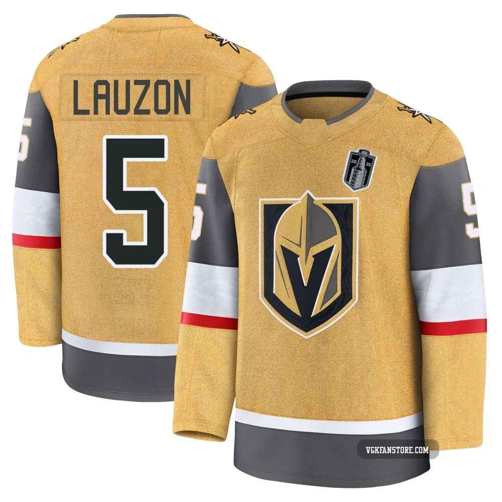 Youth Jeremy Lauzon ＃5 Gold Vegas Golden Knights Premium 2026 Stanley Cup Final Home Jersey
