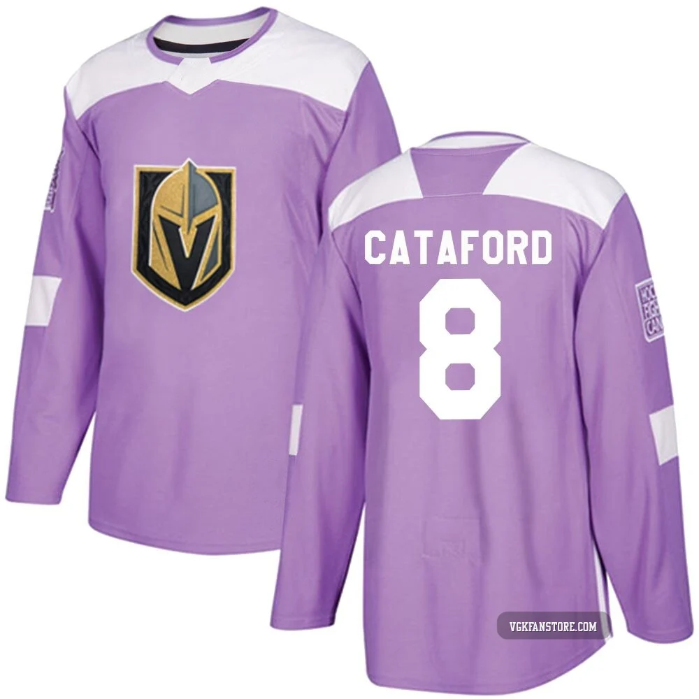 Youth Mathieu Cataford ＃8 Authentic Purple Vegas Golden Knights Fights Cancer Practice Jersey