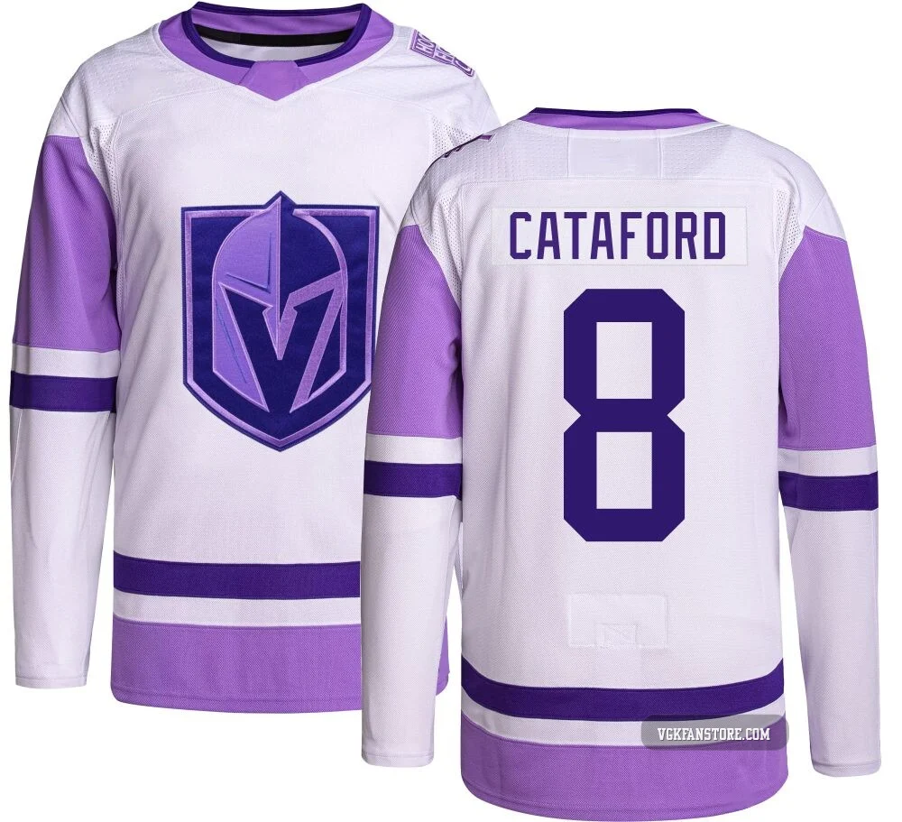Youth Mathieu Cataford ＃8 Authentic Vegas Golden Knights Hockey Fights Cancer Jersey